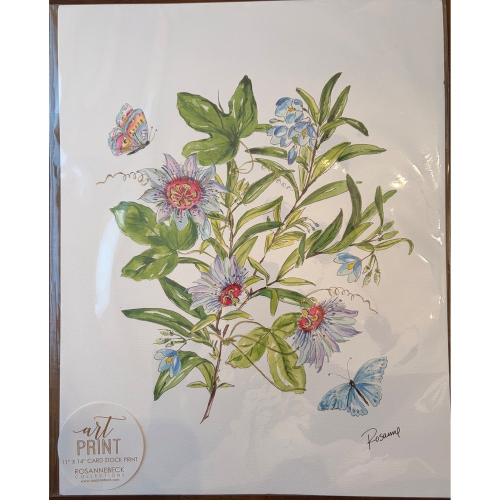 Rosannebeck Collections Passion Flower Butterfly Art Print 11x14 Card Stock‎ NEW
